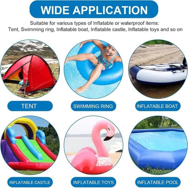 Sæt med 10 selvklæbende PVC pool/spa reparationslapper, 6 cm – til oppustelige genstande