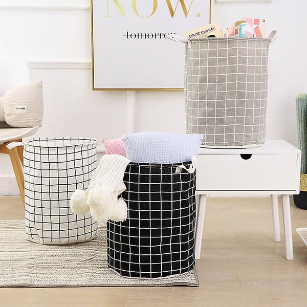 Stor tvättkorg Rund Smutsiga Kläder Fällbar Hink Förvaringsfat Organizer Gray 1pc