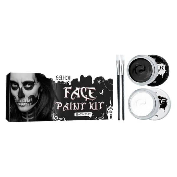 Halloween Cosplay Makeup Sort + Hvid Ansigts- og Kropsmaling Specialeffekt Makeup