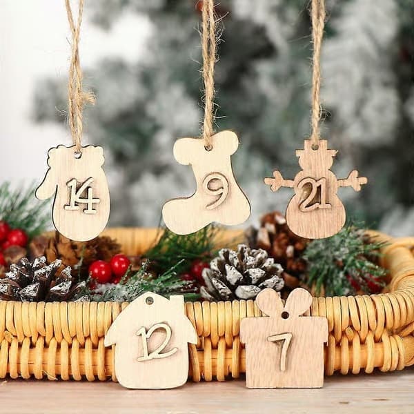 Julekalender-nummer DIY gaveposer hengende merkelapper - 2026 24-dagers nedtelling julekalender-etikett 1