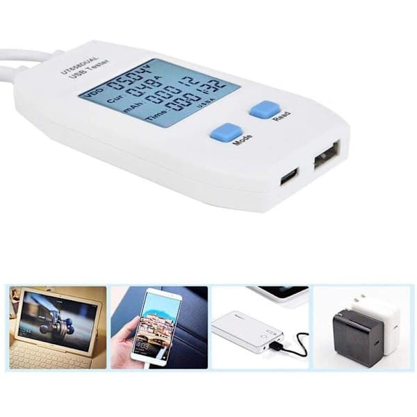 USB-tester, LCD USB-tester detektor voltmeter amperemeter digital kapasitetstester (UT658 Dual)