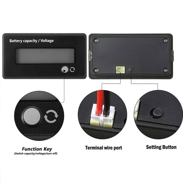 12-84V Batteritester - LCD-display - <20% Alarm - Bly- og lithiumkompatibel