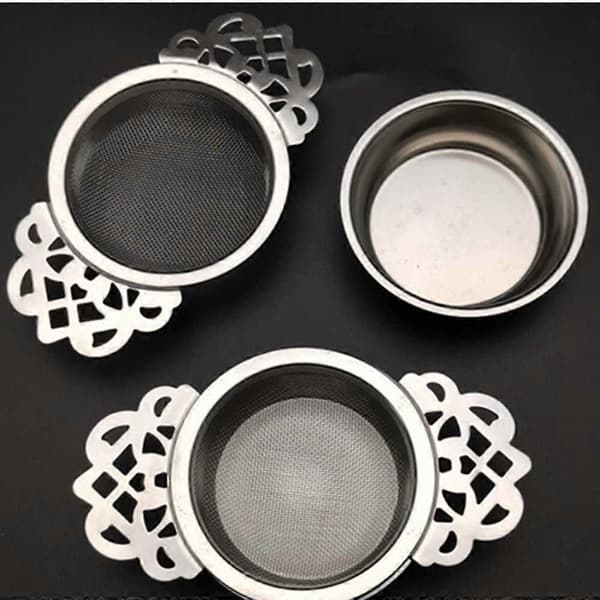 2-pak Filter Te-si med Drypbakker Te-si Rustfrit Stål Si til Løse Te-blade Filter