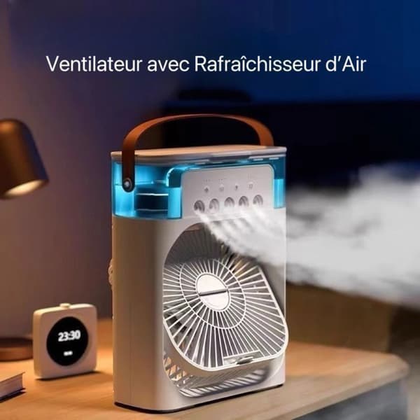 3-i-1 Minifläkt - Vit - USB - Tyst - 3 Hastigheter - LED