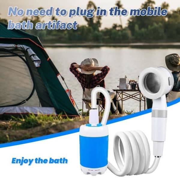 Bärbar Dusch - 2 Hastigheter - 4000 mAh - 2m Slang - Kompakt och Hållbar