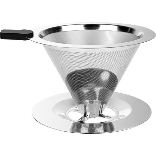 Permanent kaffefilter, 800 mesh kaffefilter i rustfrit stål, langsomt dryppende genanvendeligt dobbeltnet konisk filter, til manuel kaffebrygning