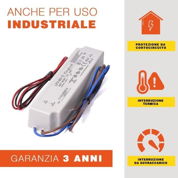 12V 60W (5A) IP67-virtalähde LPV-60-12 Vedenpitävä AC/DC-virtalähde LEDeille