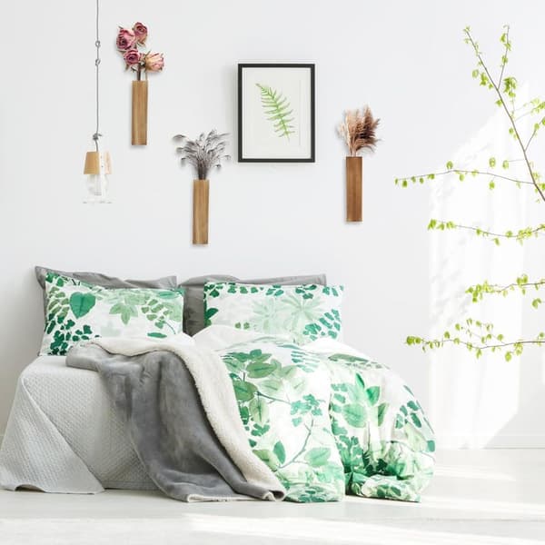 Sæt med 3 moderne vægvaser i træ – Mål 2,5 x 5,6 x 29,5 cm – Til stueplanter og tørrede blomster