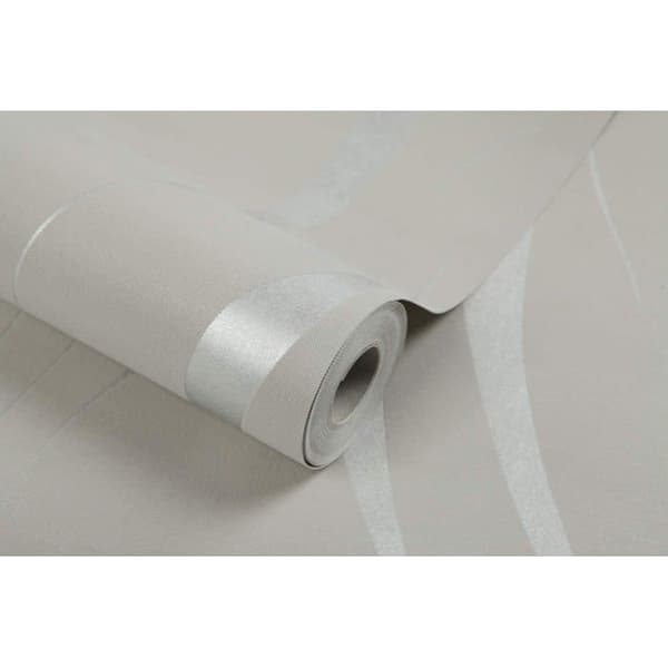 Non-woven tapet 0.53×10 m 3D vandplante mønster sølv/grå — moderne minimalistisk