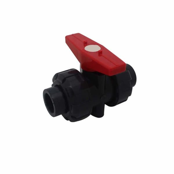 25 mm dobbel union PVC kuleventil - rød/grå UPVC kuleventil