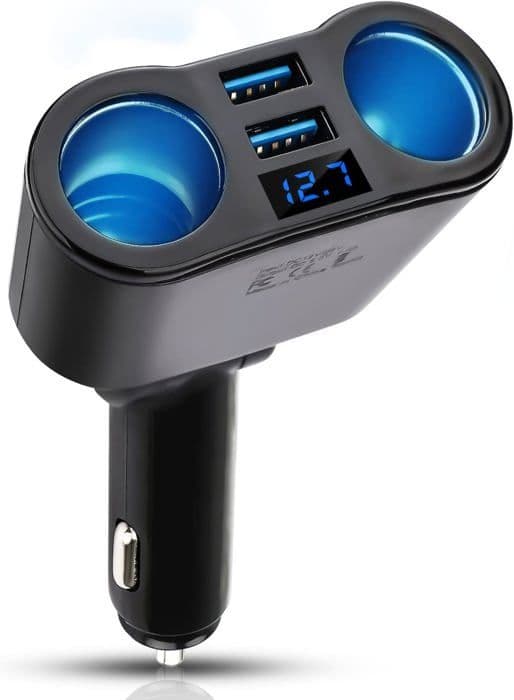QC 3.0 USB Biloplader, 2 porte, 3.1A, 12/24V, 15W, Sort