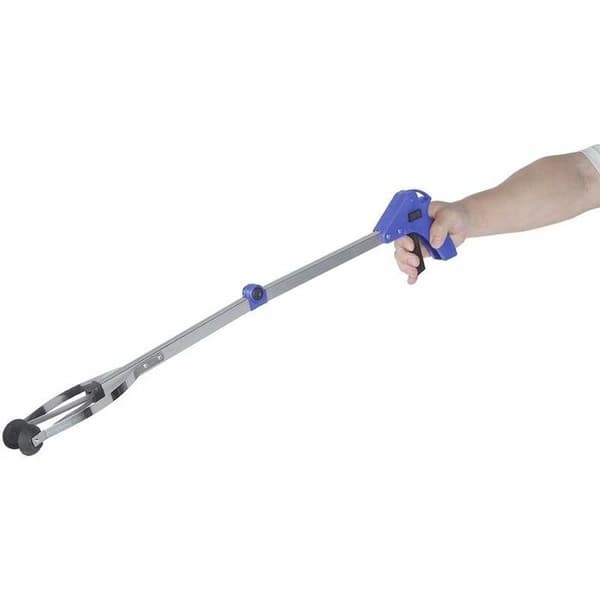 Søppelplukker, avfallssamler, sammenleggbar gripepinne (blått håndtak)