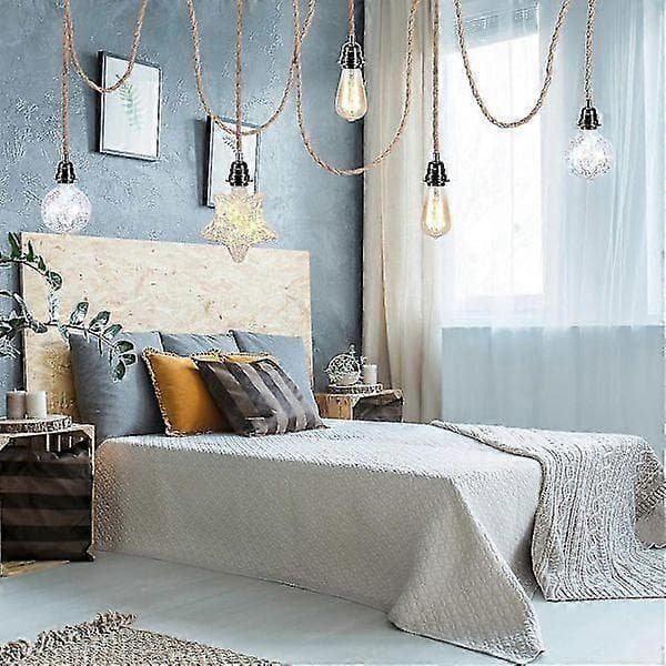 4,5 m 2-leder linned elkabel, med E27 fatning og afbryder, til gør-det-selv lampe (uden pære)
