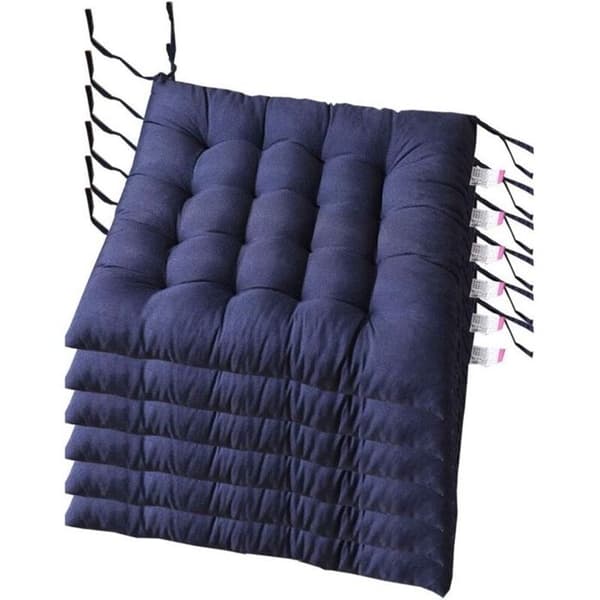 Stolehynder, sæt med 6 - 40 x 40 x 5 cm - Quiltede og polstrede - Mørkeblå