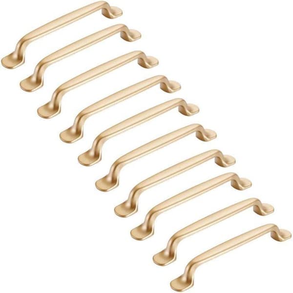 Set med 10 guldpläterade skåphandtag, 128 mm - zinklegering, 163×20×23 mm