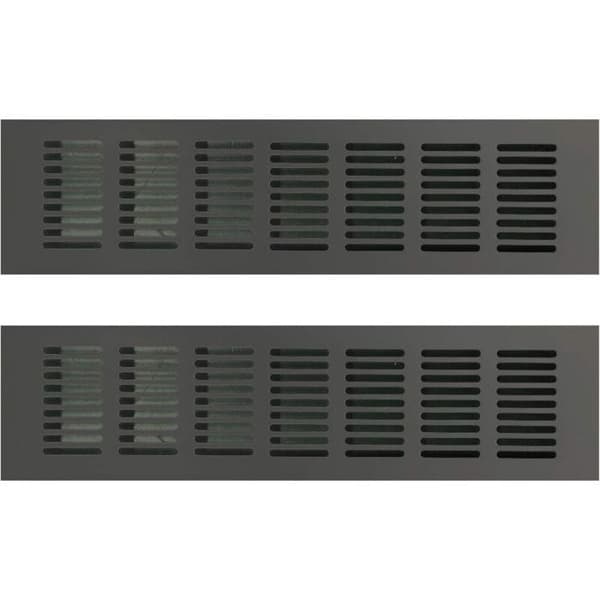 Rektangulær ventilasjonsrist 30 x 8 cm i svart aluminium – 2 stk