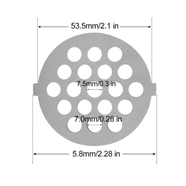 Kødsliberblad i rustfrit stål med 7,5/7 mm huller - Professionel reservedel til kødkværne (7 mm)