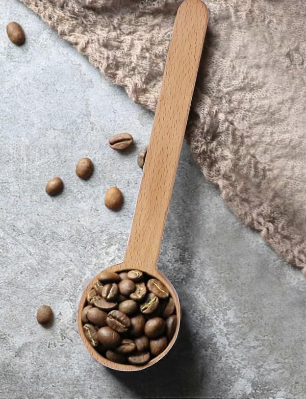 Trækaffeeske, kaffemåleske til kaffebønner, hele bønner, malede bønner eller te, stil 3