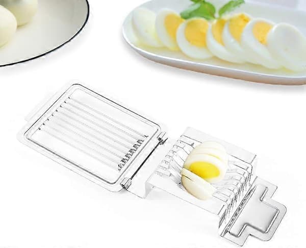 Eggdeler i rustfritt stål, Eggdeler i metall, Multifunksjonell eggkutter, for kutting av posjerte egg, kokte egg, andeegg osv.