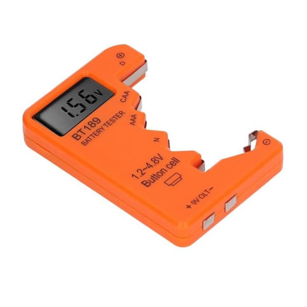 Digital LCD Batteritester - AA AAA CD 9V 6F22 - Orange - Kompakt