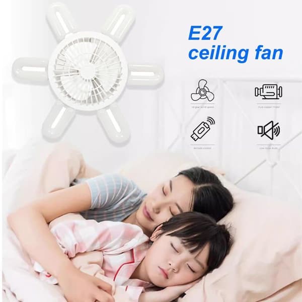 16-tommer E27 60W Sammenfoldelig LED Loftventilator - 4 Hastigheder, Fjernbetjening, Justerbart Lys