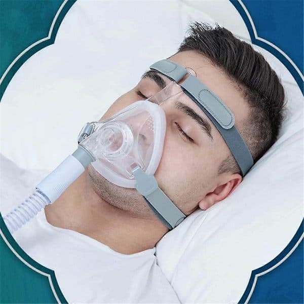 Full face CPAP-masker med hovedposition, albue/rotation og pude L L