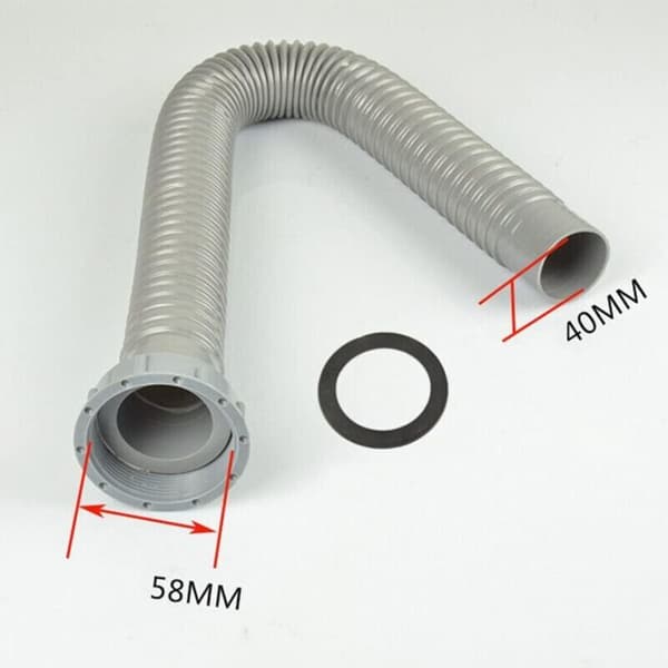60 cm flexibel avloppsslang för diskho – 58 mm universalplugg – brottsäker – enkel verktygsfri installation