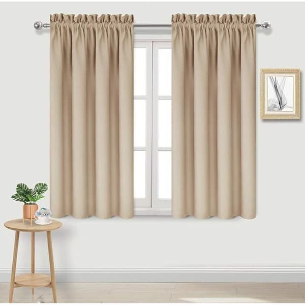 Beige blendingsgardin 96,5 x 114,3 cm – Blockerer 90 til 99 % av lyset – Termisk og lydisolasjon – Sett med 2