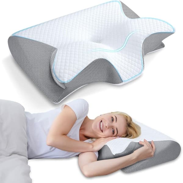 Ortopedisk Nackkudde Memory Foam Sovkudde för Nack- och Ryggsmärta Grå gray