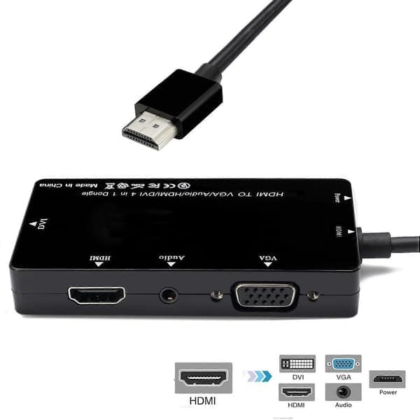 HDMI til VGA/Audio/HDMI/DVI 4-i-1 Dongle - Sort