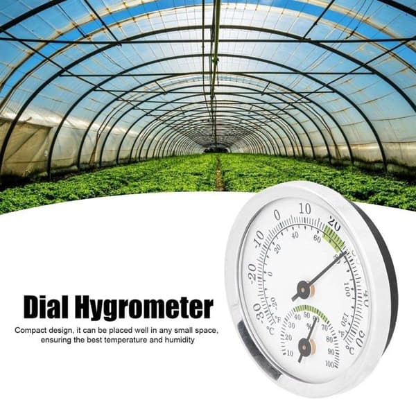 Analog termometer/hygrometer för inomhus/utomhus – vit aluminiumskiva, lättläst