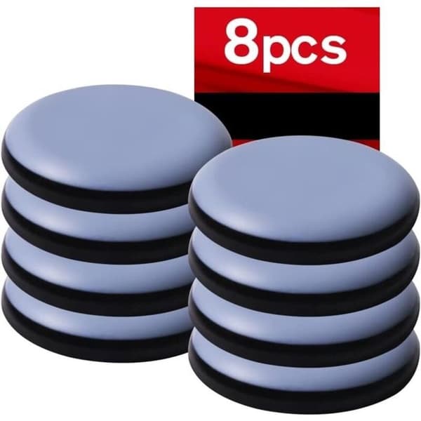 50 mm runde møbelknotter - Teflon - Selvklebende - Pakke med 8