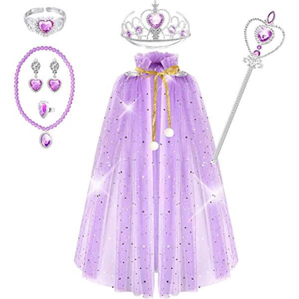 CrownMagic Wand halsband höljd armband Ring örhänge Princess purple One size shawl defaults to 80cm