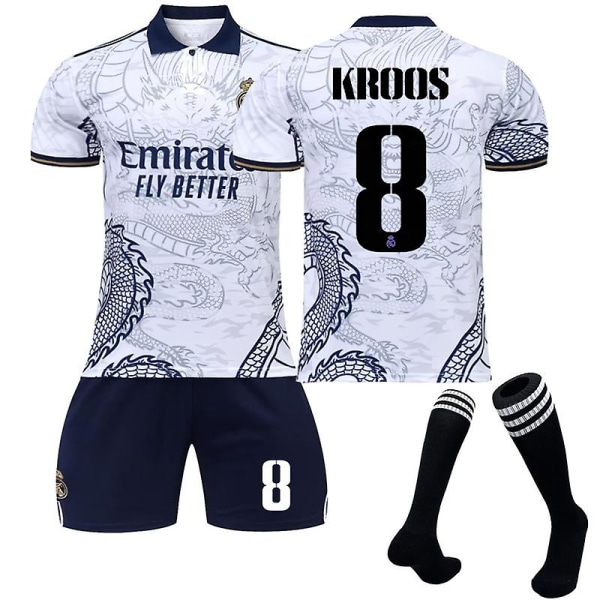 Säsong 22-23 Real Madrid Dragon Pattern Fotbollströja KROOS 8 Kids 18(100-110CM)