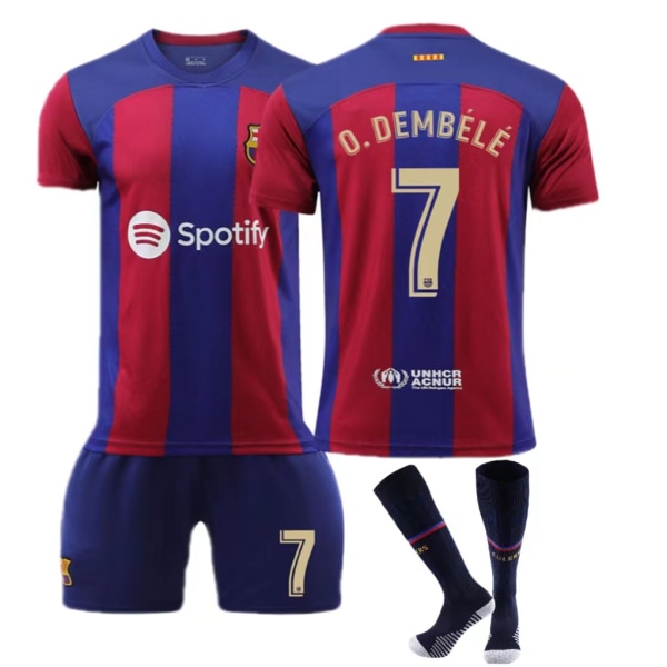 2324 New Barcelona fotbollströja 7 Dembele Jersey Set NO.7with socks L