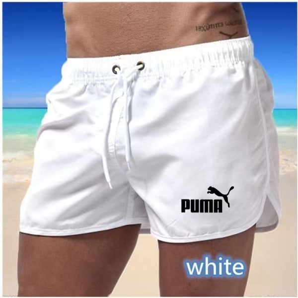 Flerfärgade sportshorts i strandpolyester med tre punkts puma White 2XL