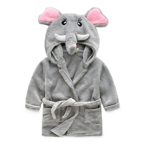 Pojkar flickor pyjamas Baby tecknad pyjamas Vinter huva morgonrock Little Elephant Nightgown 100#