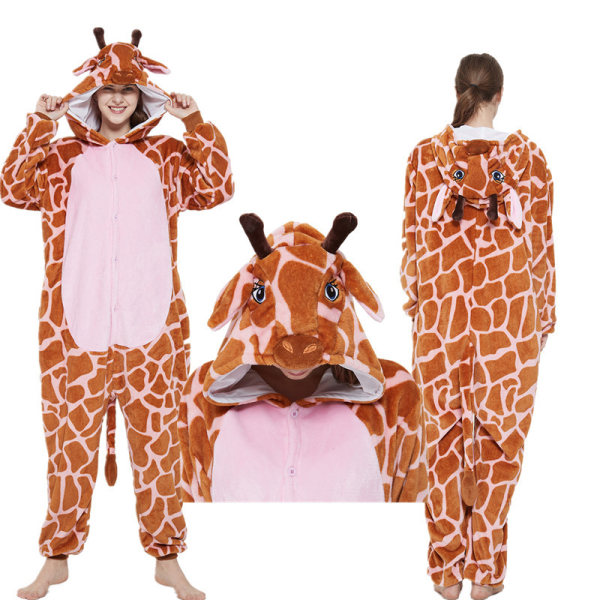 Söt tecknad anime djur pyjamas pyjamas för män och kvinnor Pink Giraffe M