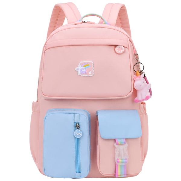 Unicorn tecknad ryggsäck barn student vattentät ryggsäck pink S