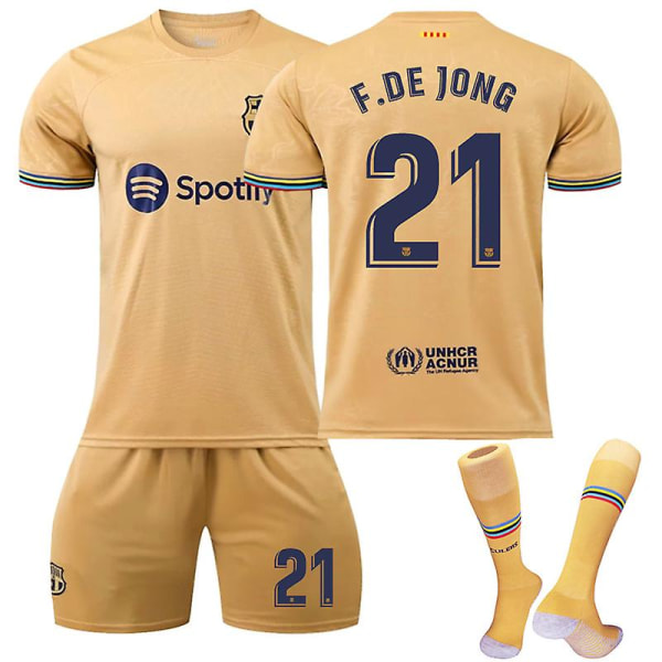 2022-2023 Barcelona borta nr 21 Frenkie De Jong T-shirt set för vuxna och barn 2XL
