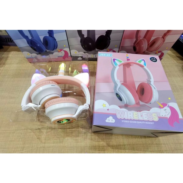 Bluetooth Headset Söta kattöron Glow Foldable Stereo Headset pink Cat ears luminescence