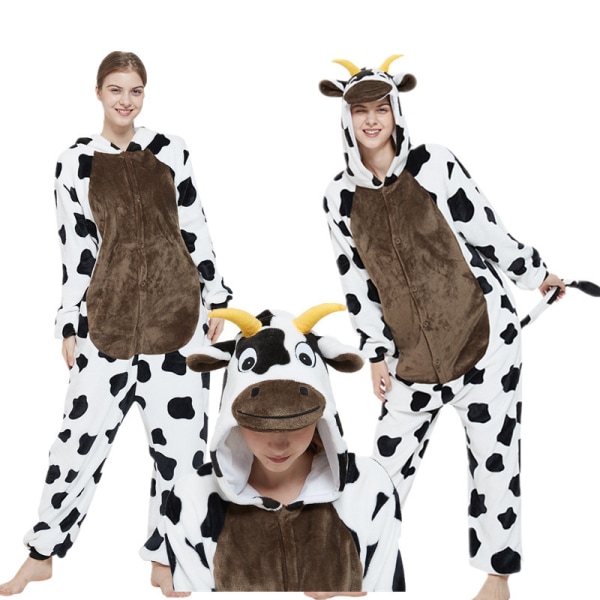 Söt tecknad anime djur pyjamas pyjamas för män och kvinnor Black and white cows 110#