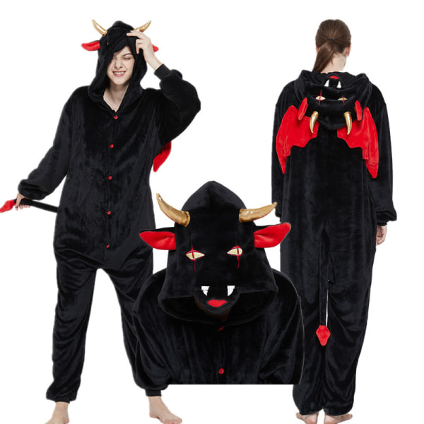 Söt tecknad anime djur pyjamas pyjamas för män och kvinnor BLACK DEVIL 120#