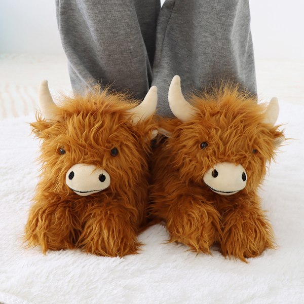 Cow Cotton tofflor Soft Toy Plysch Scottish Scotland Cow Gift One size fits all 37-45#