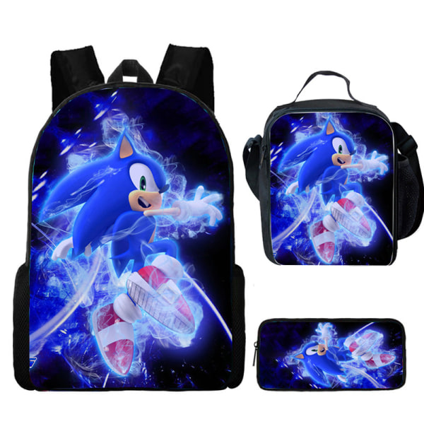 Anime Sonic Lunchväska Ryggsäck Student Pen Box case Sonic backpack