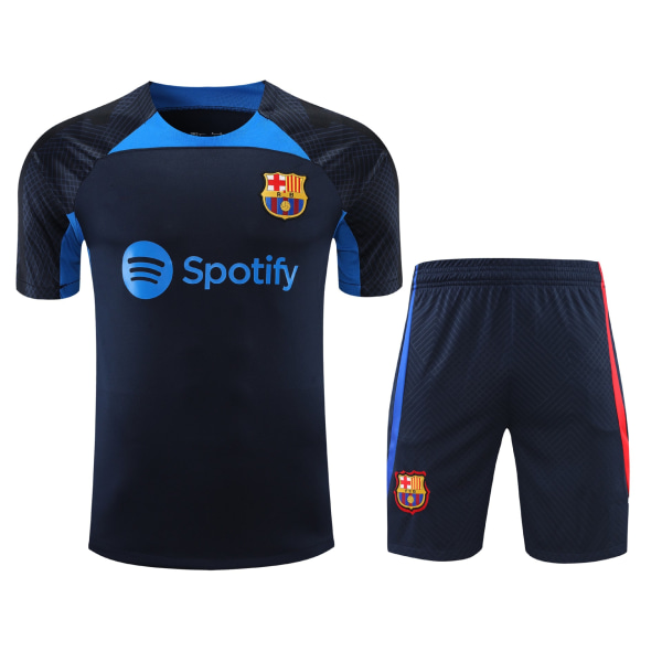23-24 klubb Barcelona kortärmad fotboll vuxen träningsställ Navy blue XXL