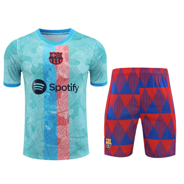 23-24 klubb Barcelona kortärmad fotboll vuxen träningsställ light blue XL