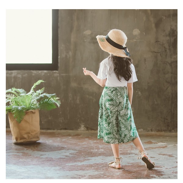 byxor med vida ben för barn i två set trendiga barnkläder green 140cm