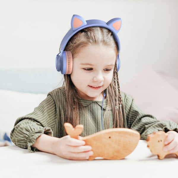 barn hörlurar mikrofon röst spel dator telefoner hörlurar pink wired