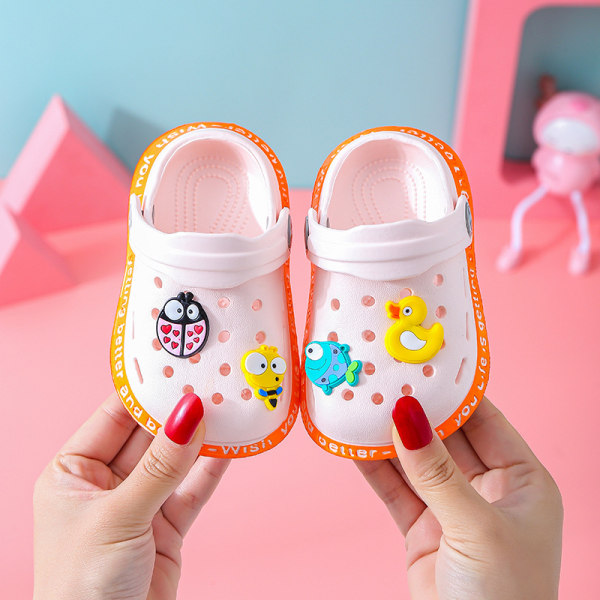 Baby Walking Cartoon Baotou Hole Shoes Soft Sole Beach Length inside12cm 18#pink